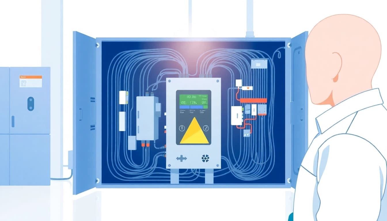Technician conducting a DGUV V3 Prüfung on an electrical device in a safe environment.