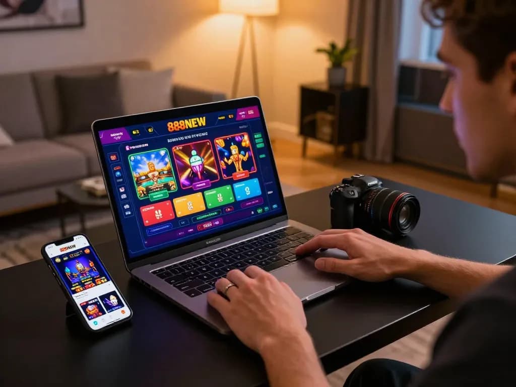 Engaging gameplay experience on 888NEW app, with user actively participating in online gambling.