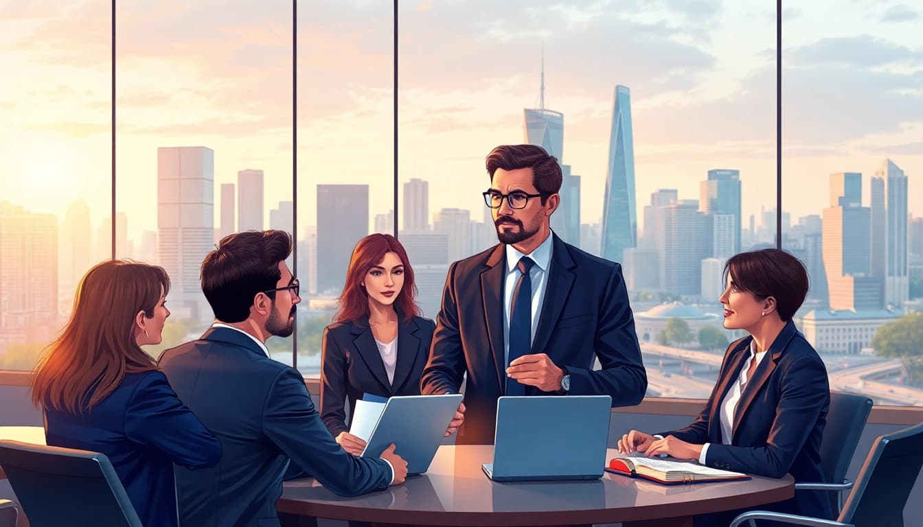 Professioneller Headhunter Frankfurt führt inspirierendes Gespräch mit Kandidaten in modernem Büro.