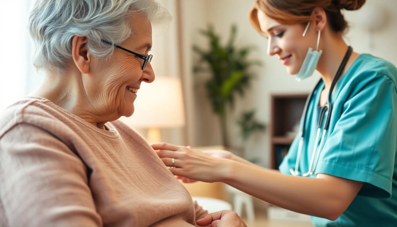 Caregiver providing support in home care services, exemplifying pflegedienst hameln's compassionate approach.