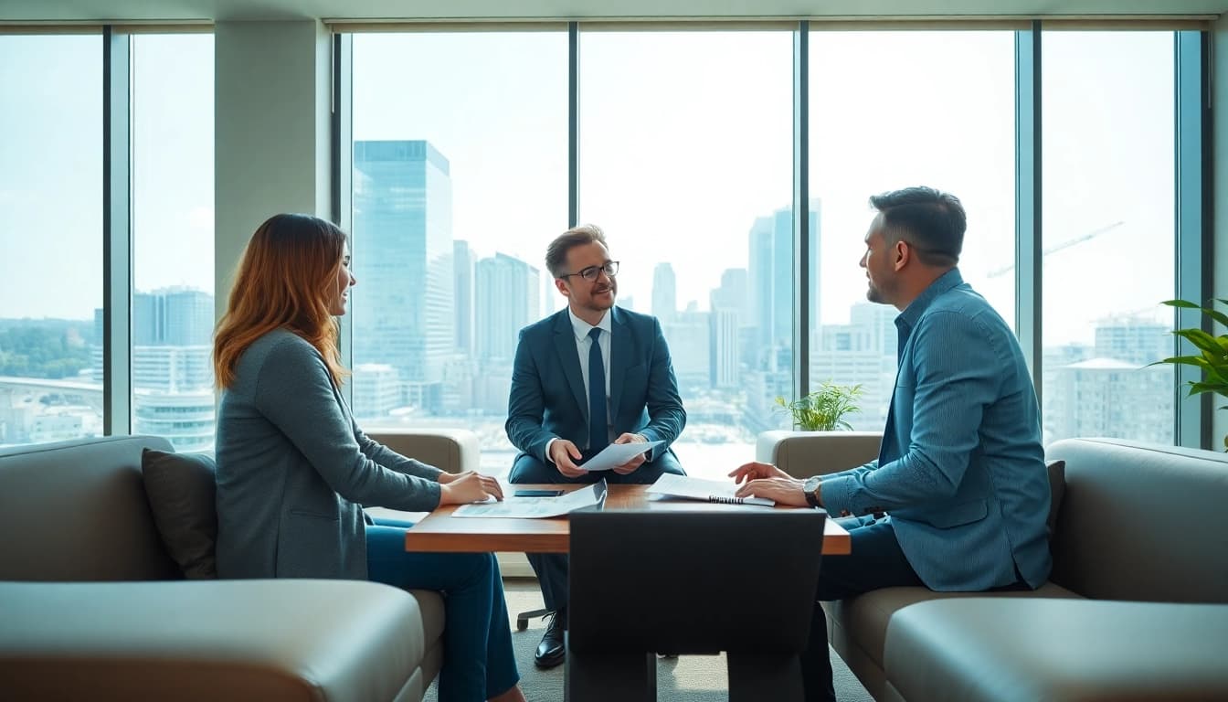 Immobilienmakler Frankfurt Riedberg berät Kunden professionell in einem modernen Büro.