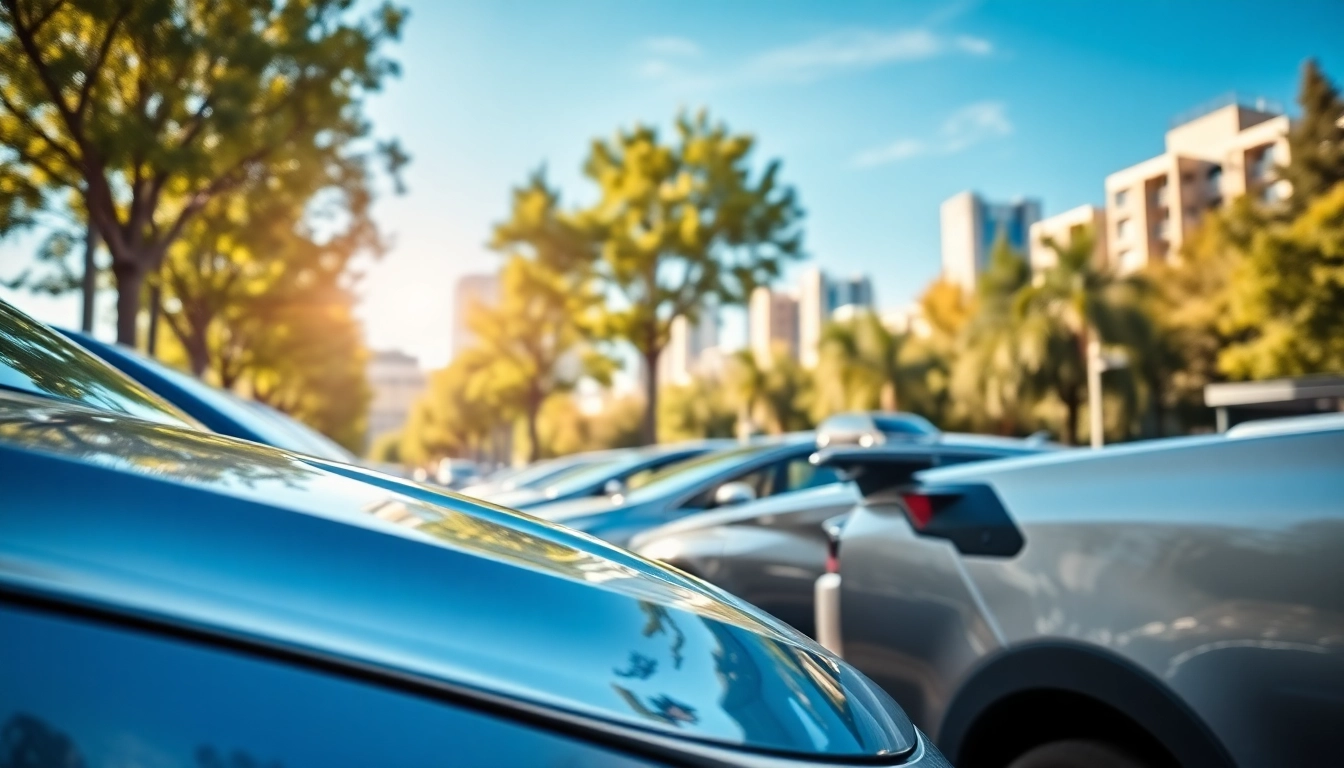 Elektroautos in einer modernen Stadt, die innovative Designs und nachhaltige Mobilität zeigen.