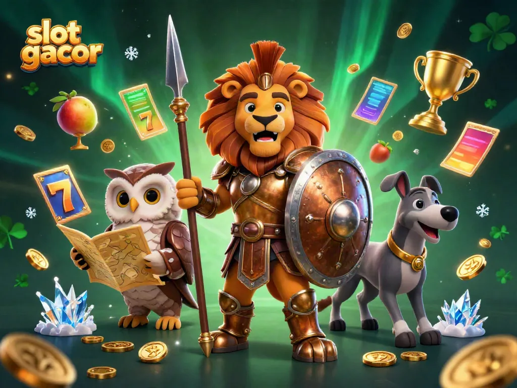 Experience exhilarating wins with slot gacor in this detailed 3D illustration featuring dynamic casino elements.