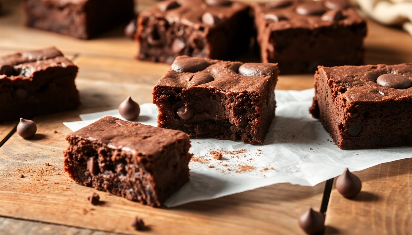 Bite into these delicious bud brownies with rich chocolate and gooey texture on a rustic table.