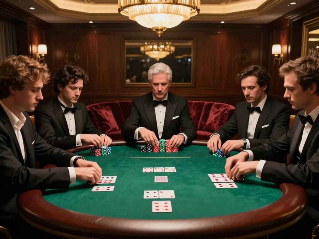 Players strategizing during an intense MK 8 poker game in a luxurious setting.