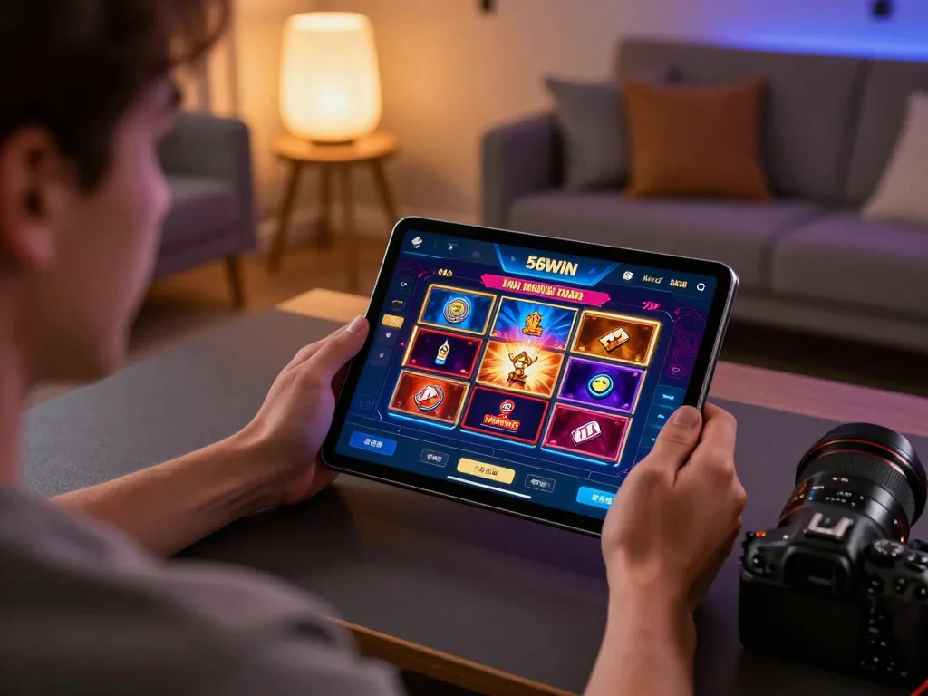 Player enjoying slots on the 56WIN app, showcasing an engaging online gaming experience.