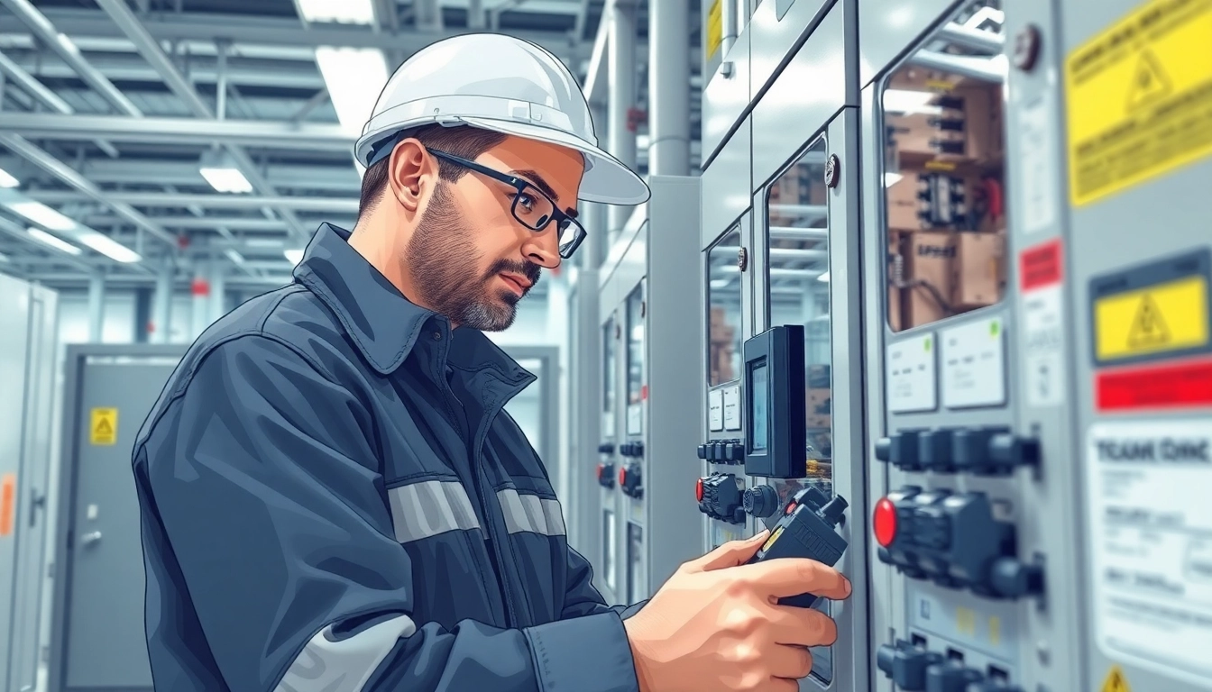 Technician performing a DGUV V3 Prüfung on electrical devices ensuring workplace safety.