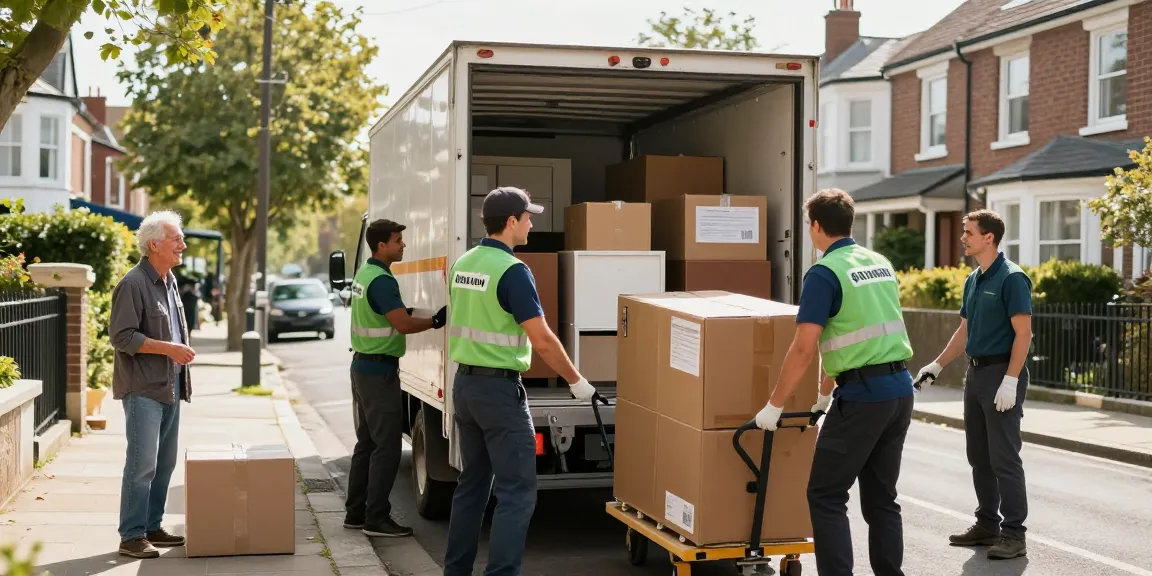 Professionelle Umzugsunternehmen Worms transportieren Möbel sorgfältig in eine Umzugs-Lkw.