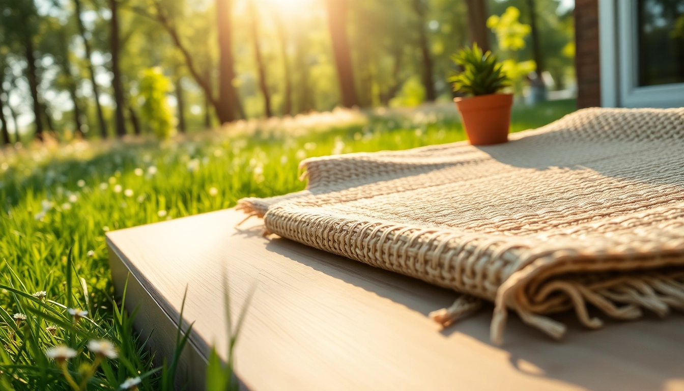 Hanfmatte aus natürlichem Material, perfekt für einen entspannten Outdoor-Bereich.