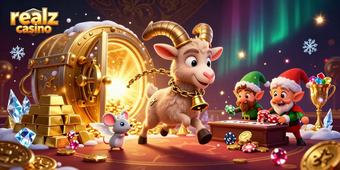 Experience the thrilling atmosphere of realz casino with festive characters and thrilling game elements.