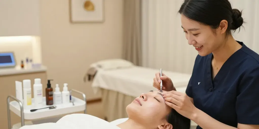 Augenringe entfernen mit CCeye® Behandlung in einem modernen Spa.