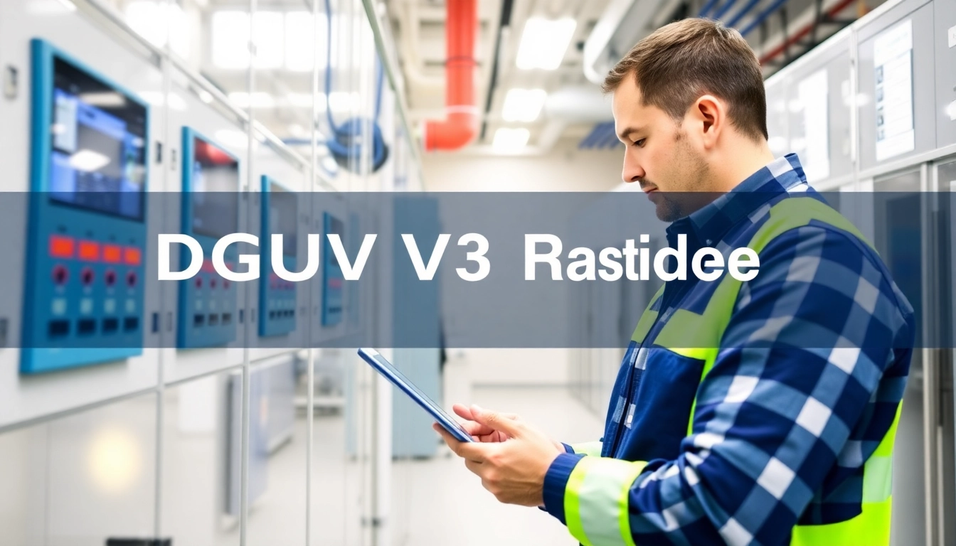 Technician conducting DGUV V3 Prüfung, ensuring compliance and safety of electrical devices in a workplace.