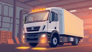 Visual representation of DGUV 70 compliant vehicles in a safety-focused workplace environment.