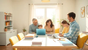Eine Familie engagiert sich aktiv im Heimunterricht, um ihren Kindern eine innovative Lernumgebung zu bieten.