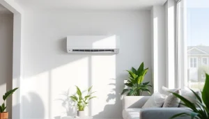 Klima kaufen: Contemporary split air conditioning unit enhancing indoor comfort in a stylish living room.
