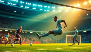 Erleben Sie das ultimative Sportwetten ohne Limit mit einem Wettenden, der inmitten packender Sportszenen seine Wette platziert.