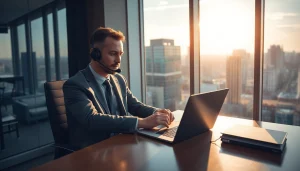 Professioneller Headhunter Außendienst im Büro, der erfolgreich Kandidaten rekrutiert.