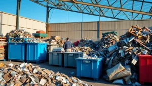 Schrotthändler Oberhausen beim Sortieren von wertvollen Schrottmaterialien in einer modernen Umgebung.