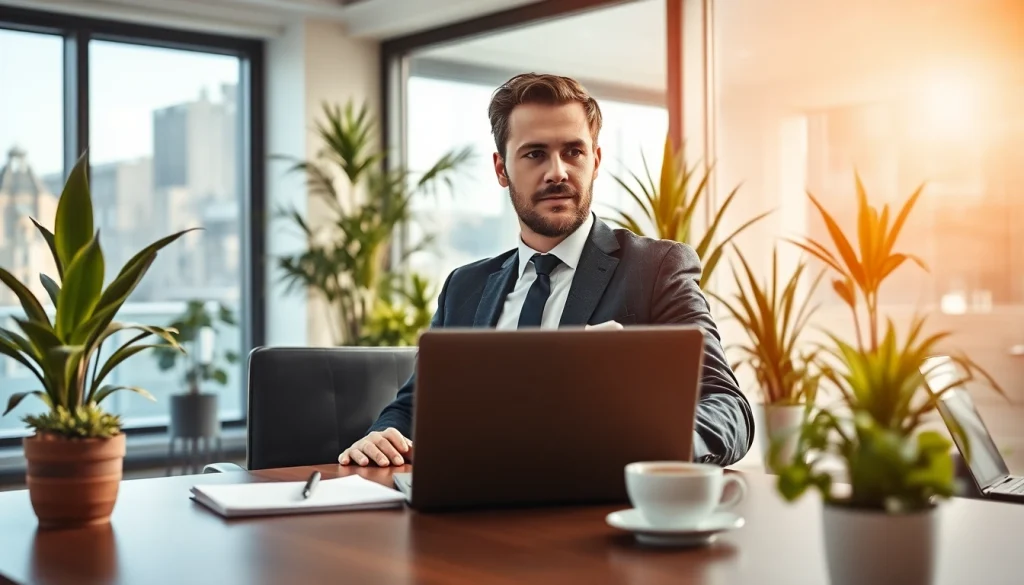 Headhunter Braunschweig, professioneller Berater im modernen Büro mit Laptop und Notizen.