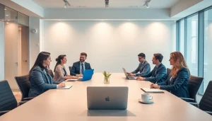 Professionelles Meeting in einer Headhunter Agentur mit Fachpersonal und modernem Büroumfeld.