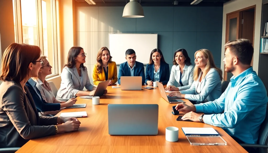 Professionals collaborating on Personalvermittlung strategies in a modern office.