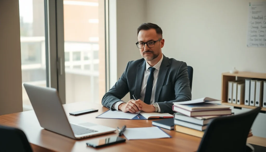 Headhunter Gesundheitswesen arbeitet in einem modernen Büro und zeigt Professionalität und Engagement.