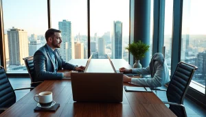Headhunter Geschäftsführer findet den idealen Kandidaten in einem modernen Büro.