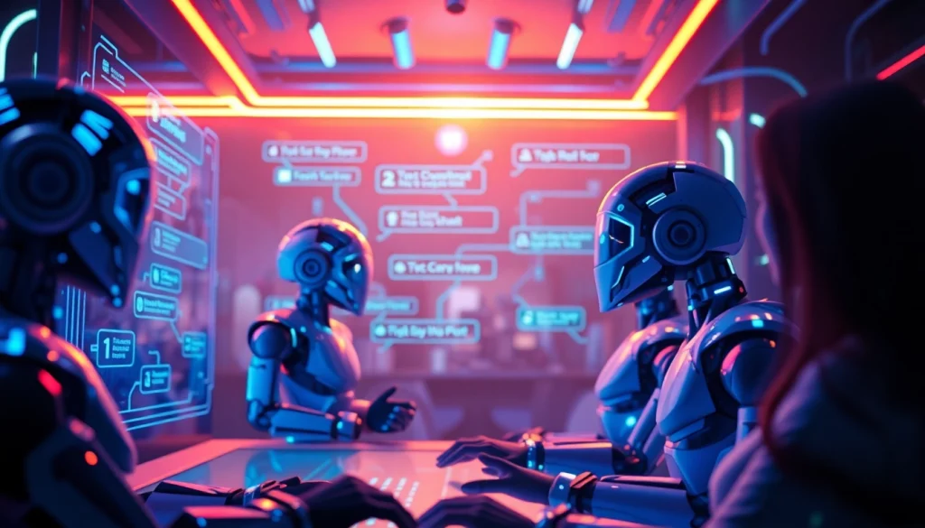 Engaging scene of users interacting with AI chatbots in a vibrant digital environment focused on porn ai chat.