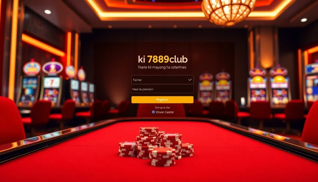 Experience the excitement of đăng ký 789club with vibrant casino visuals illustrating gaming action.