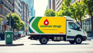 Express-Entsorgung Fahrzeug parkend in einer städtischen Umgebung, präsentiert umweltfreundlichen Service.