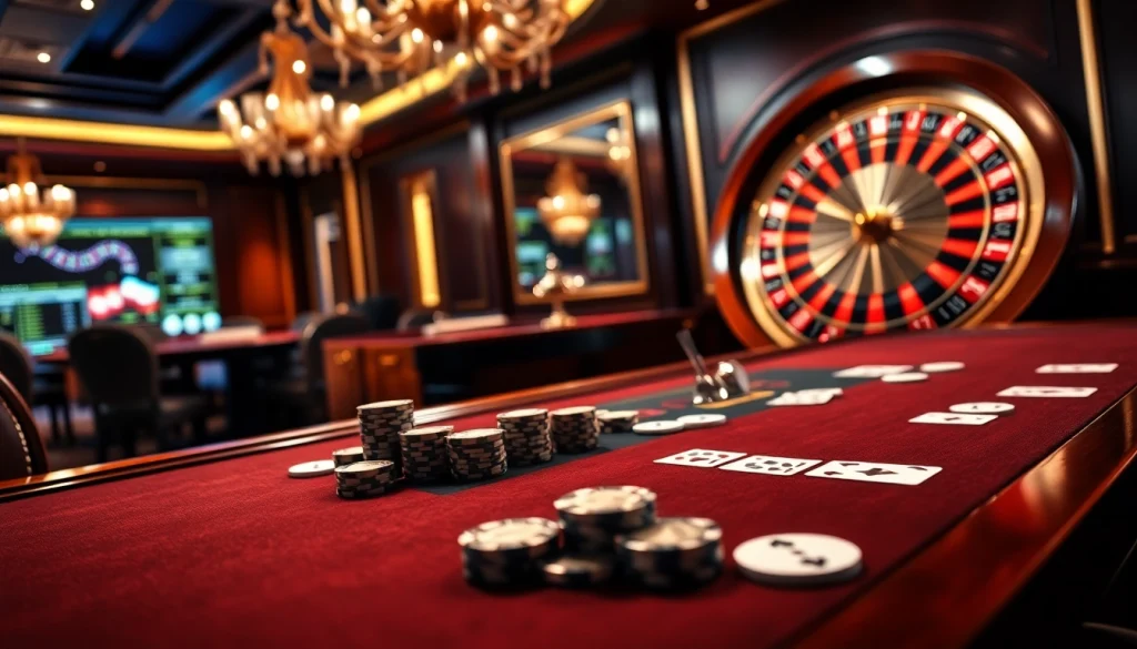 Experience the thrill of winning at qh88 with a luxurious poker table and vibrant casino elements.