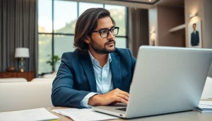 Aktiver Headhunter Schweiz sammelt Bewerbungen in einem modernen Büro.