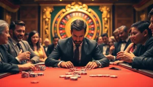 Experience high-stakes excitement at BL555's luxurious casino table, filled with cards and chips.