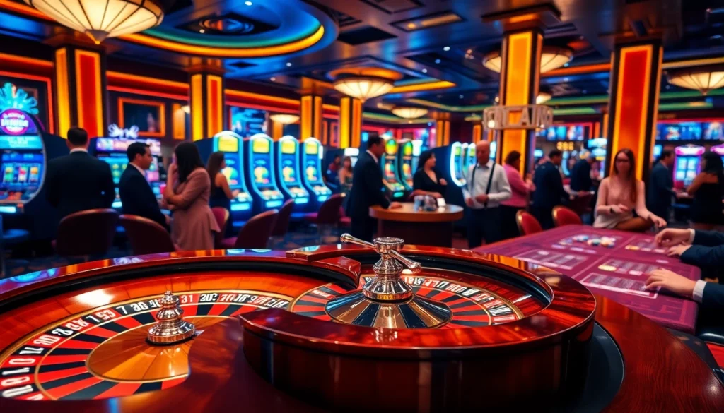 Experience excitement at RR8888 with an interactive roulette wheel and lively casino atmosphere.