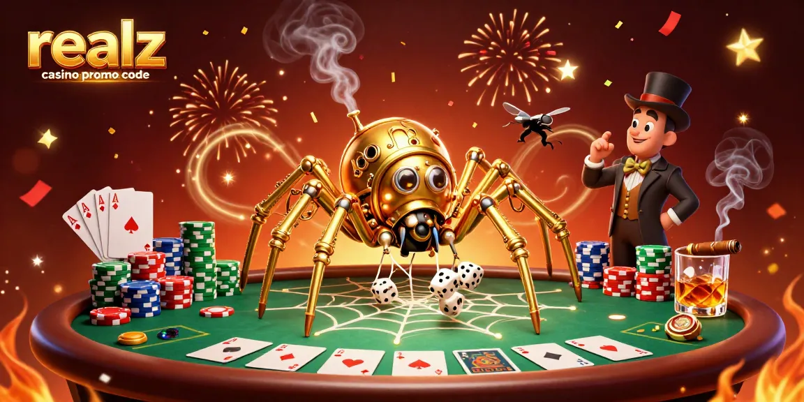 Visualisierung mit "Realz Casino Promo-Code", die Spieler in die besten Gewinne durch Casino-Action einführt.